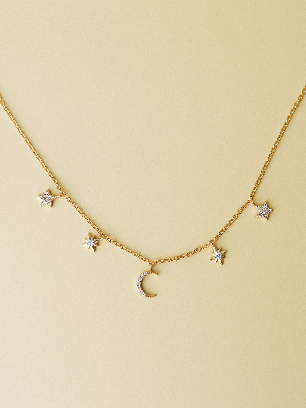 Moon and Stars Necklace - Gold