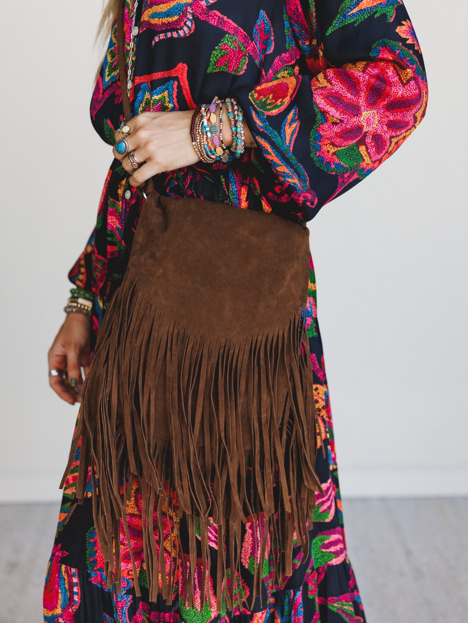 Out West Fringe Crossbody Bag - Camel