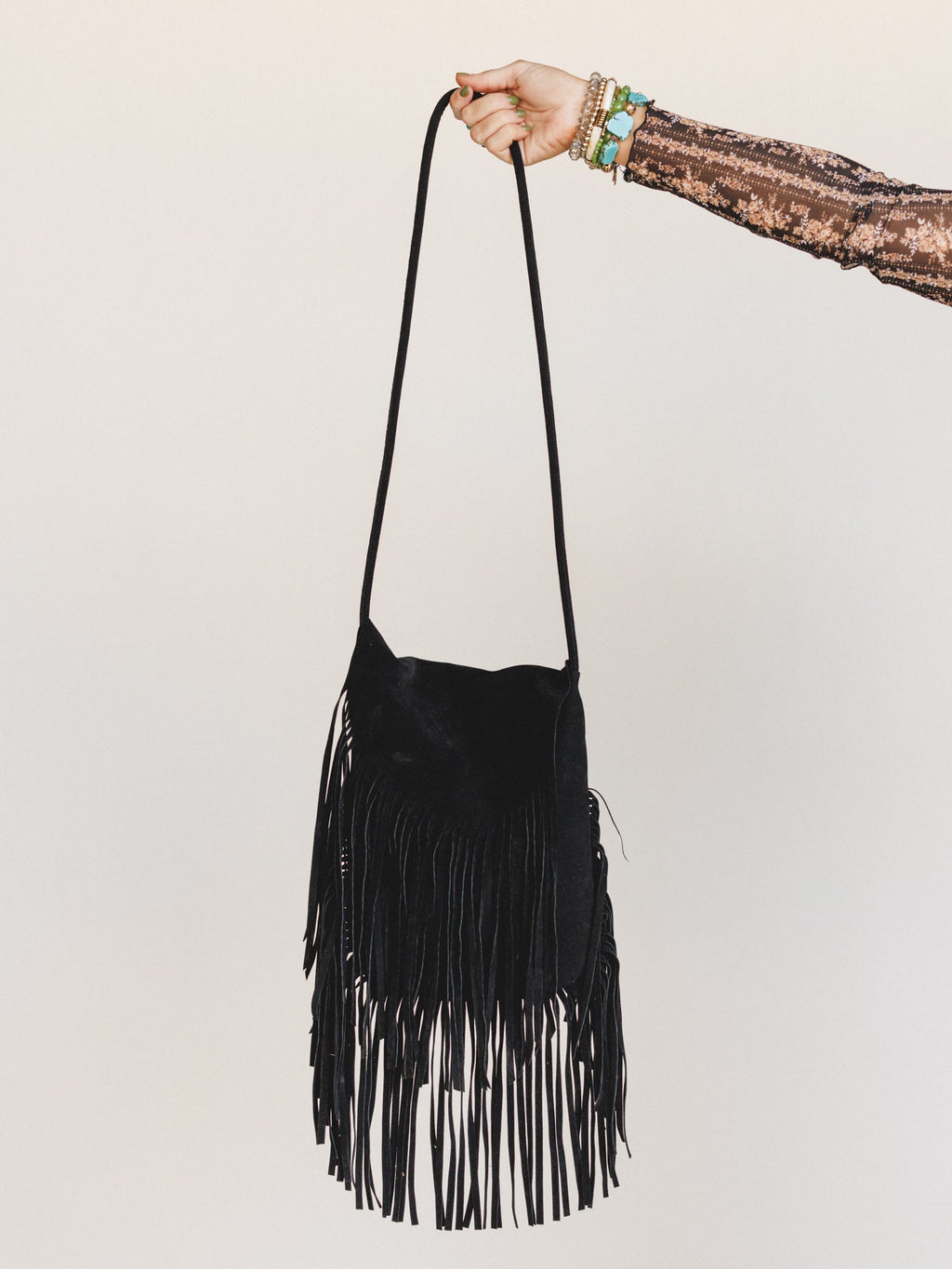 Out West Fringe Crossbody Bag - Black