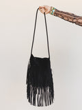 Out West Fringe Crossbody Bag - Black