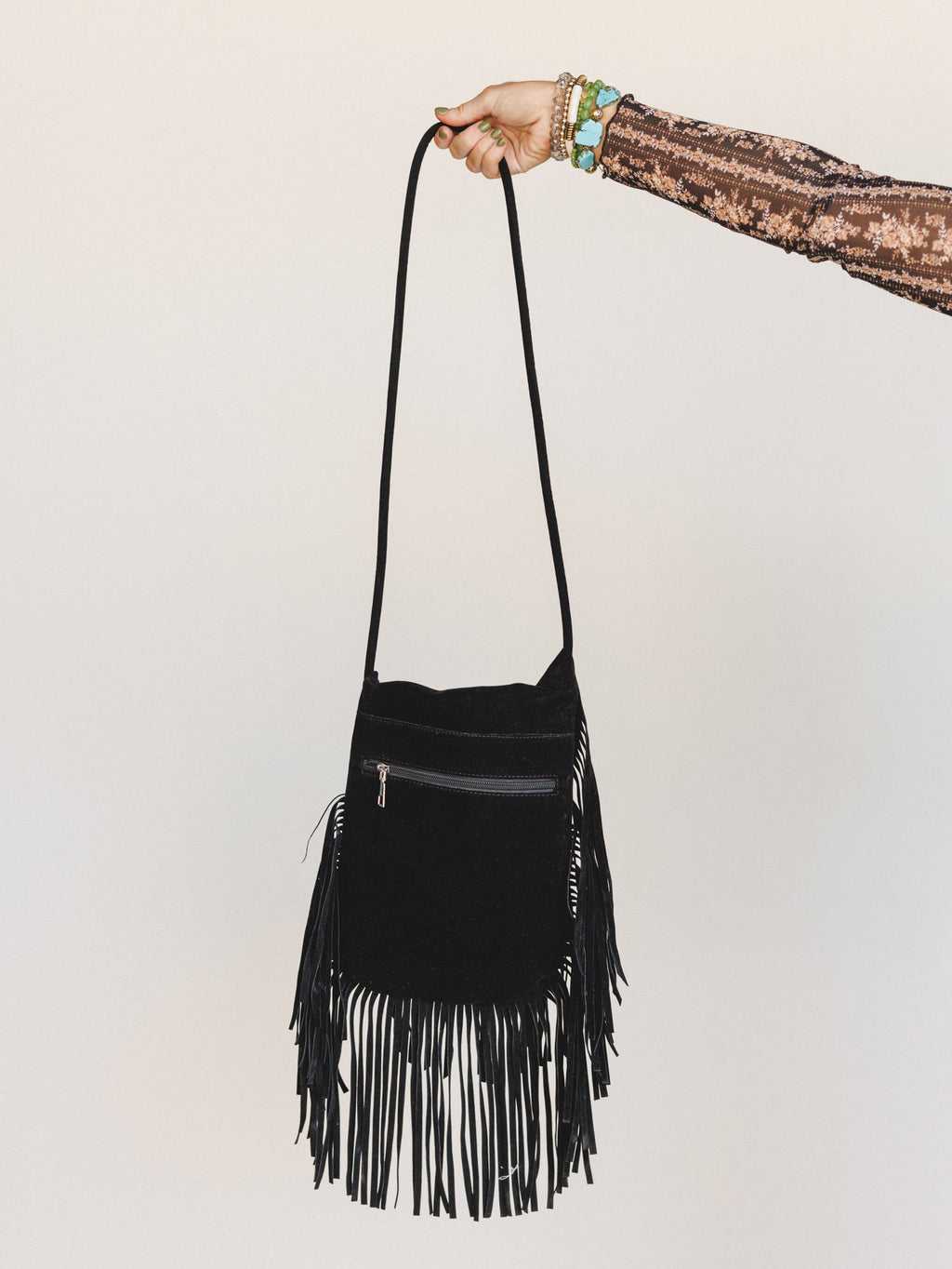 Out West Fringe Crossbody Bag - Black