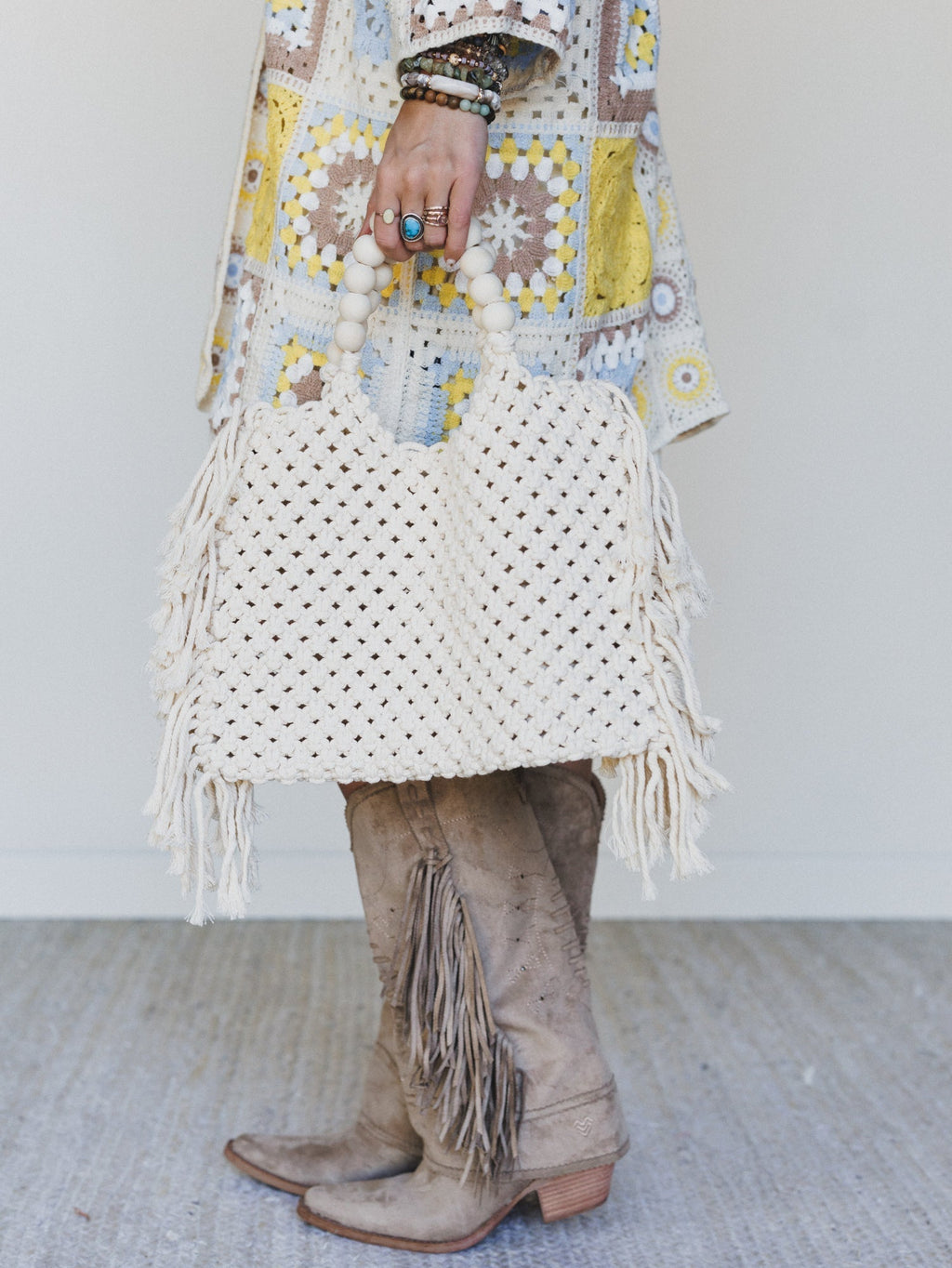 Beach Bound Fringe Tote - Ivory