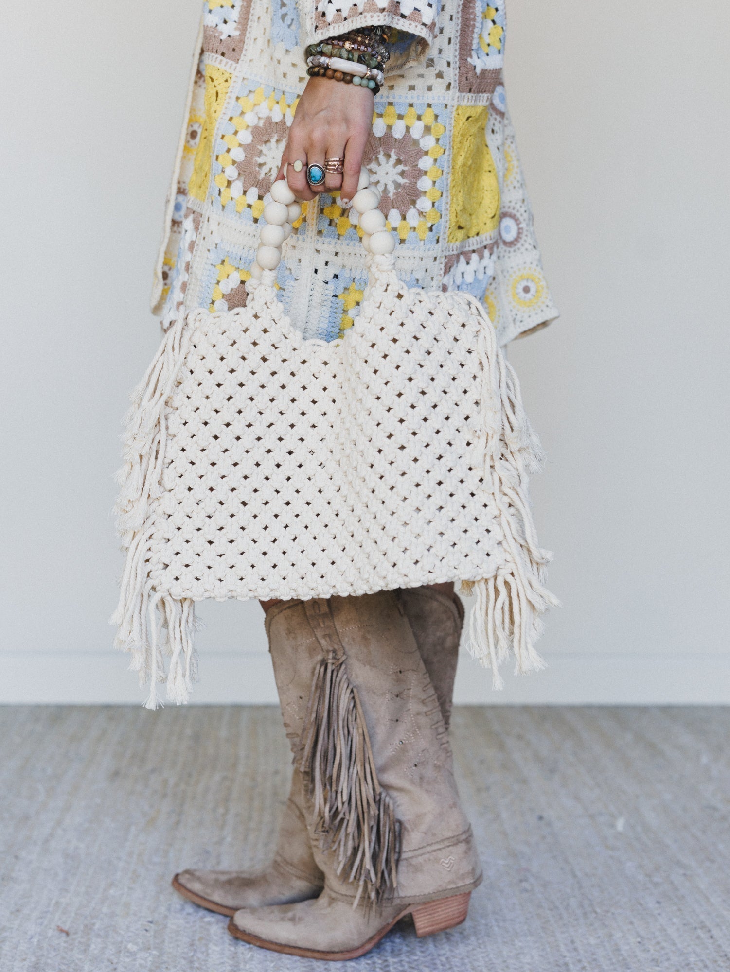 Beach Bound Fringe Tote - Ivory