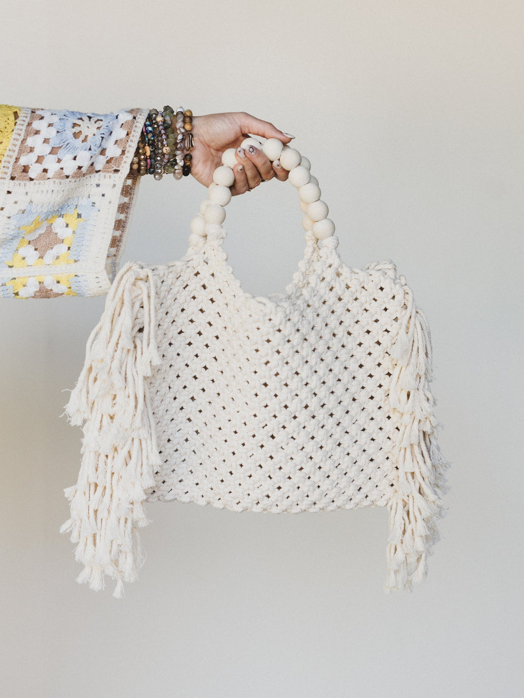 Beach Bound Fringe Tote - Ivory