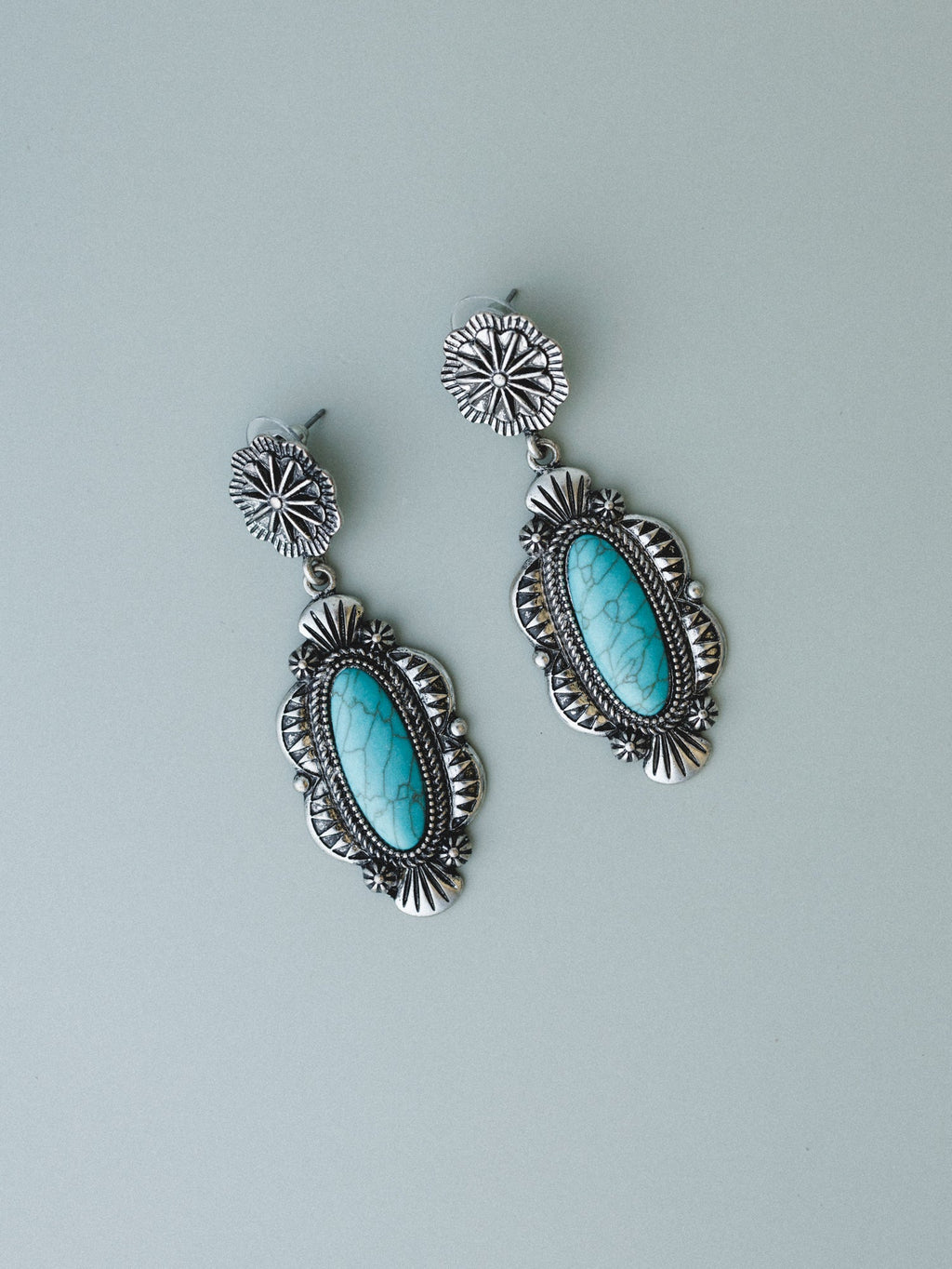 Long Hallow Earrings - Turquoise