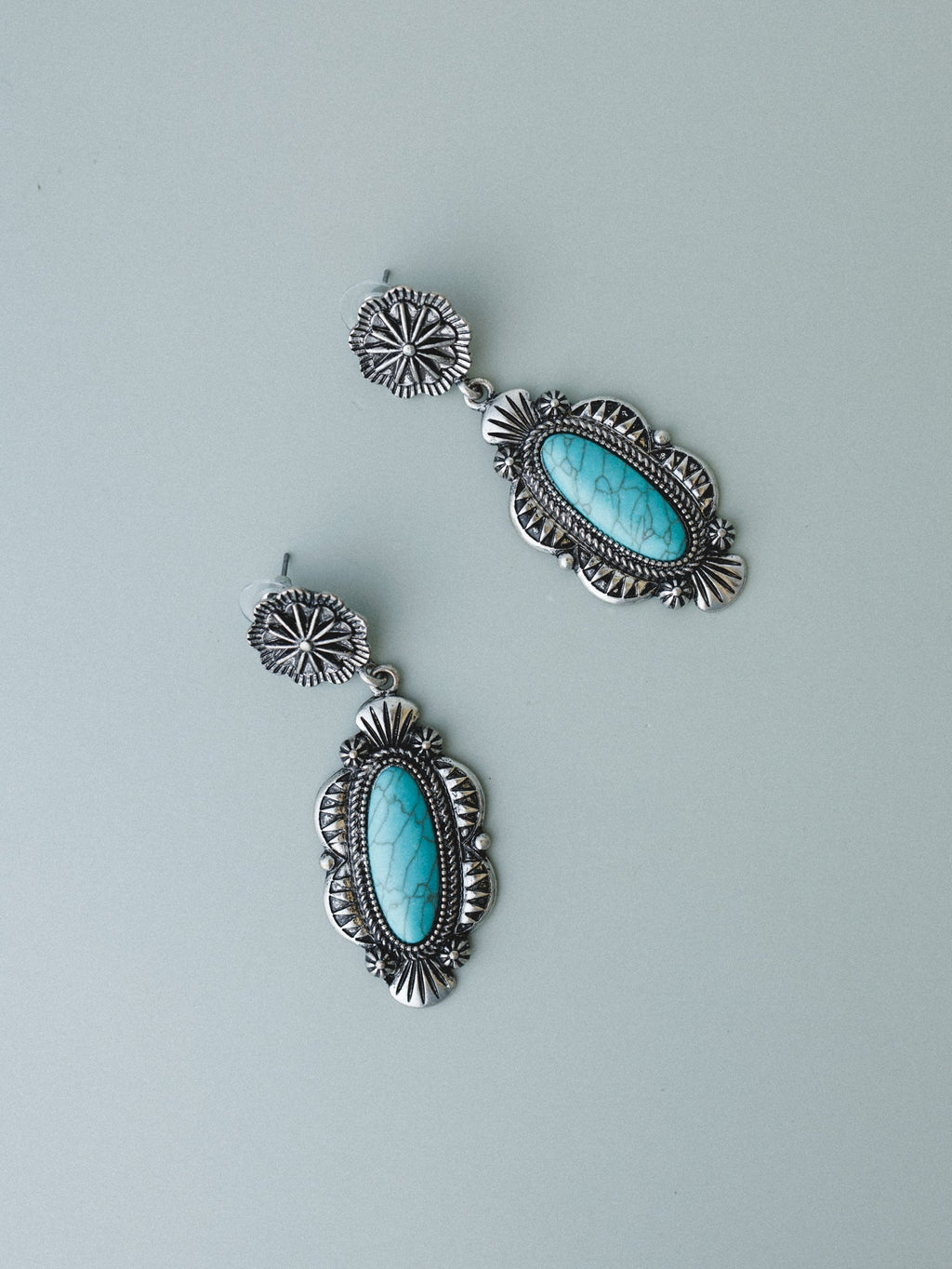 Long Hallow Earrings - Turquoise